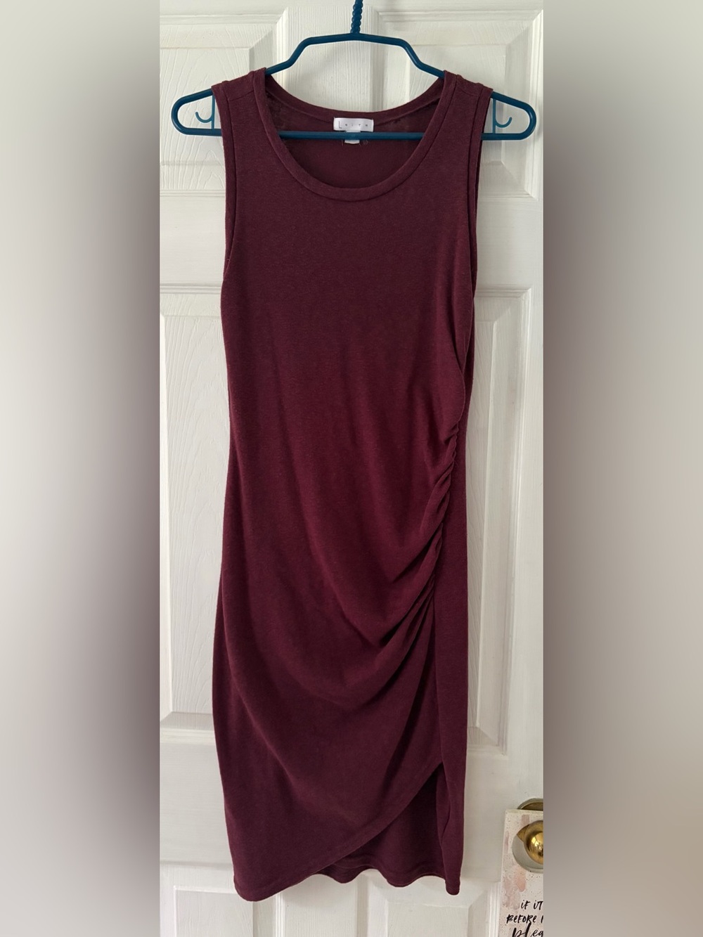 Leith Burgundy Midi Ruched Dress